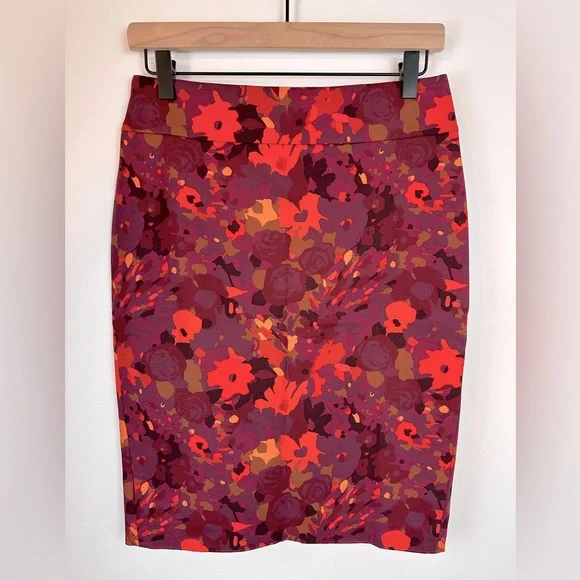 LOFT Skirts Loft Purple Burgundy Maroon Orange Floral Pencil